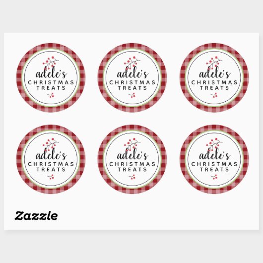 Rustieke kersttraktaties gepersonaliseerd ronde sticker (Vel)