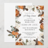 Rustieke kerstvakantie Baby shower Citrus Pine Kaart (Voorkant / Achterkant)