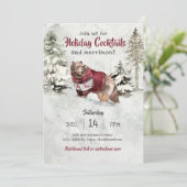 Rustieke kerstvakantie Cocktail Party Kaart (Staand voorkant)