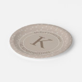 Rustieke Kerstvakantie feestje Beige Monogram Papieren Bordje (Gekanteld)