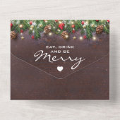 Rustieke kerstvakantie feestje RSVP All In One Uitnodiging (Achterkant)