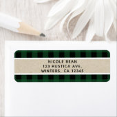 Rustieke kerstvakantie Groene Buffel Plaid Kraft Etiket (Insitu)