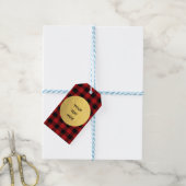 Rustieke kerstvakantie Red Buffalo Plaid Gold Cadeaulabel (Met Touw)