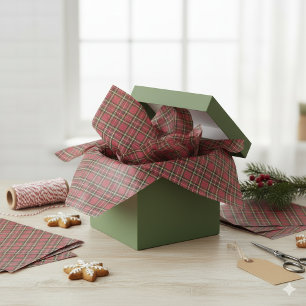 Rustieke kerstvakantie Red Tartan Plaid Tissuepapier
