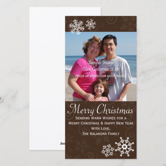 Rustieke Kerstvakantie Snowflake Fotokaart 4x8 Feestdagenkaart (Voorkant / Achterkant)