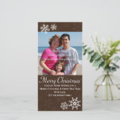 Rustieke Kerstvakantie Snowflake Fotokaart 4x8 Feestdagenkaart (Staand voorkant)