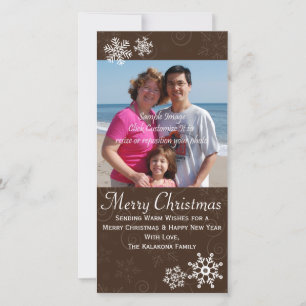Rustieke Kerstvakantie Snowflake Fotokaart 4x8 Feestdagenkaart
