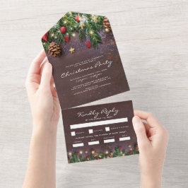 Rustieke Kerstvakantiefeest RSVP All In One Uitnodiging