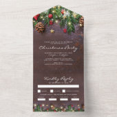 Rustieke Kerstvakantiefeest RSVP All In One Uitnodiging (Binnen)