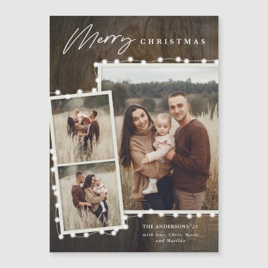 Rustieke kerstverlichting 3 foto collage vakantie (Voorkant)