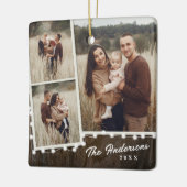 Rustieke kerstverlichting 3 foto collage vakantie keramisch ornament (Links)