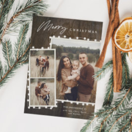 Rustieke kerstverlichting 3 Fotocollage Feestdagenkaart