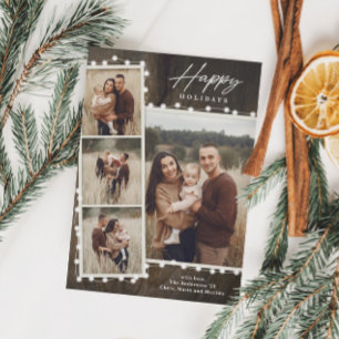 Rustieke kerstverlichting 4 foto collage vakantie