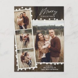 Rustieke kerstverlichting 4 fotocollage feestdagenkaart