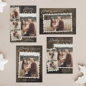 Rustieke kerstverlichting 4 fotocollage feestdagenkaart