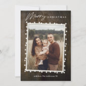 Rustieke kerstverlichting Foto Feestdagenkaart (Voorkant)