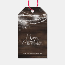 Rustieke kerstverlichting houten kerst cadeaulabel