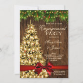 Rustieke kerstverlovingsfeest boom en lint kaart (Voorkant)