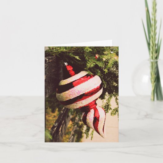 Rustieke kerstversiering en groen op een hek kaart (Voorkant)