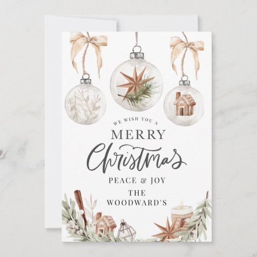 Rustieke kerstversiering feestdagenkaart (Voorkant)