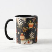 Rustieke kerstversiering met oranje en goud mok (Links)