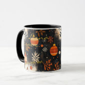 Rustieke kerstversiering met oranje en goud mok (Voorkant links)