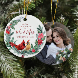 Rustieke Kerstvogels Krans Meneer & Mevrouw Foto Keramisch Ornament