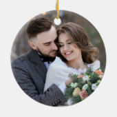 Rustieke Kerstvogels Krans Meneer & Mevrouw Foto Keramisch Ornament (Achterkant)