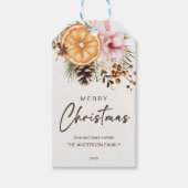 Rustieke Kerstwinter citrus botanisch Cadeaulabel (Voorkant)