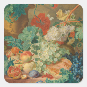 Rustieke Keuken Kunst Vintage Fruit Bloem Print Vierkante Sticker