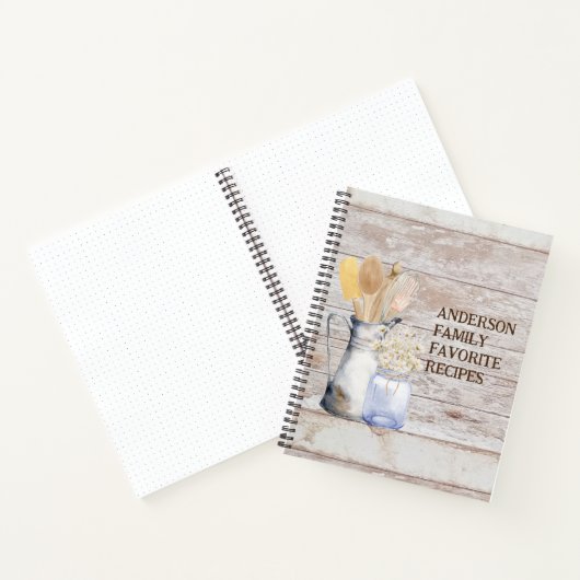 Rustieke Keuken Utensil Bloem Wit Houten Recept Notitieboek (Binnen)