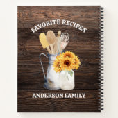 Rustieke Keuken Utensil Zonnebloem Bruin Hout Rece Notitieboek (Achterkant)