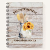 Rustieke Keuken Utensil Zonnebloem Wit Hout Recept Notitieboek (Voorkant)
