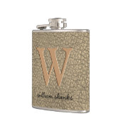 Rustieke khaki namaak leder monogram naam baas heupfles (Links)