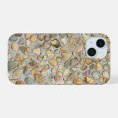 Rustieke kiezelsteenmuur  iPhone 15 case (Achterkant horizontaal)