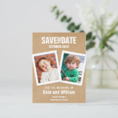 Rustieke kinderfoto's Boho save the date Briefkaart (Staand voorkant)