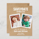 Rustieke kinderfoto's Boho save the date Briefkaart (Voorkant / Achterkant)