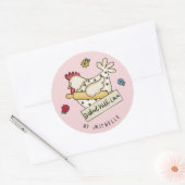 Rustieke kip bloem gebakken met liefde ronde sticker (Envelop)