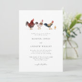 Rustieke kip bruiloft uitnodiging (Staand voorkant)