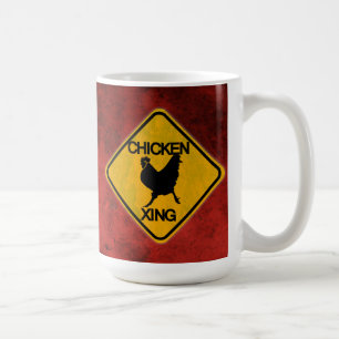 Rustieke kip Crossing Sign Koffiemok