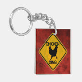 Rustieke kip Crossing Sign Sleutelhanger (Voorkant Links)