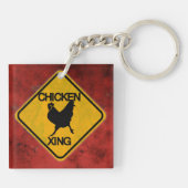 Rustieke kip Crossing Sign Sleutelhanger (Achterkant)