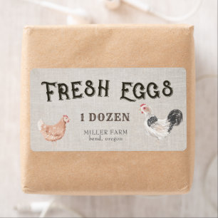 Rustieke kip decoratief script ei karton label