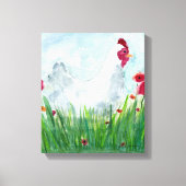 Rustieke Kip en Bloemen Canvas Afdruk (Voorkant)