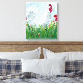 Rustieke Kip en Bloemen Canvas Afdruk (Insitu (Slaapkamer))