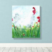 Rustieke Kip en Bloemen Canvas Afdruk (Insitu (Houten vloer))