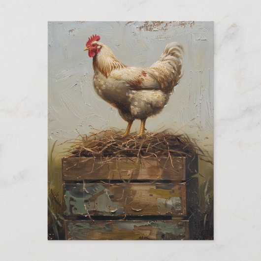 Rustieke kip en nest briefkaart (Voorkant)