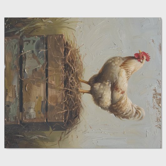 Rustieke kip en Nest Decoupage Cadeaupapier (Vlak)