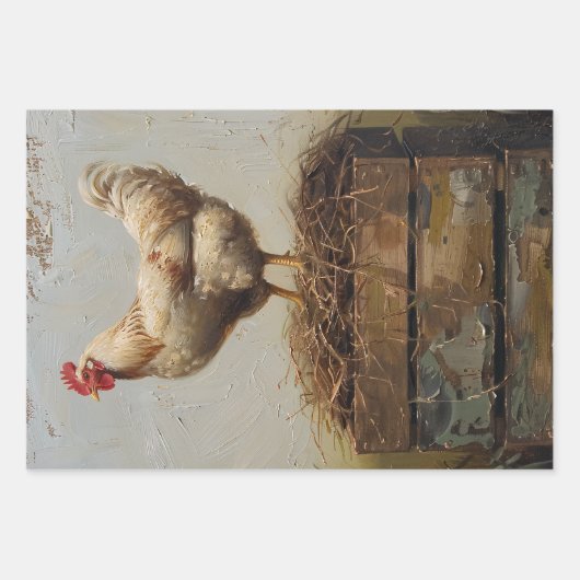 Rustieke kip en Nest Decoupage Inpakpapier Vel (Voorkant 3)