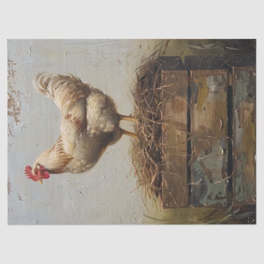 Rustieke kip en Nest Decoupage Tissuepapier (Voorkant)